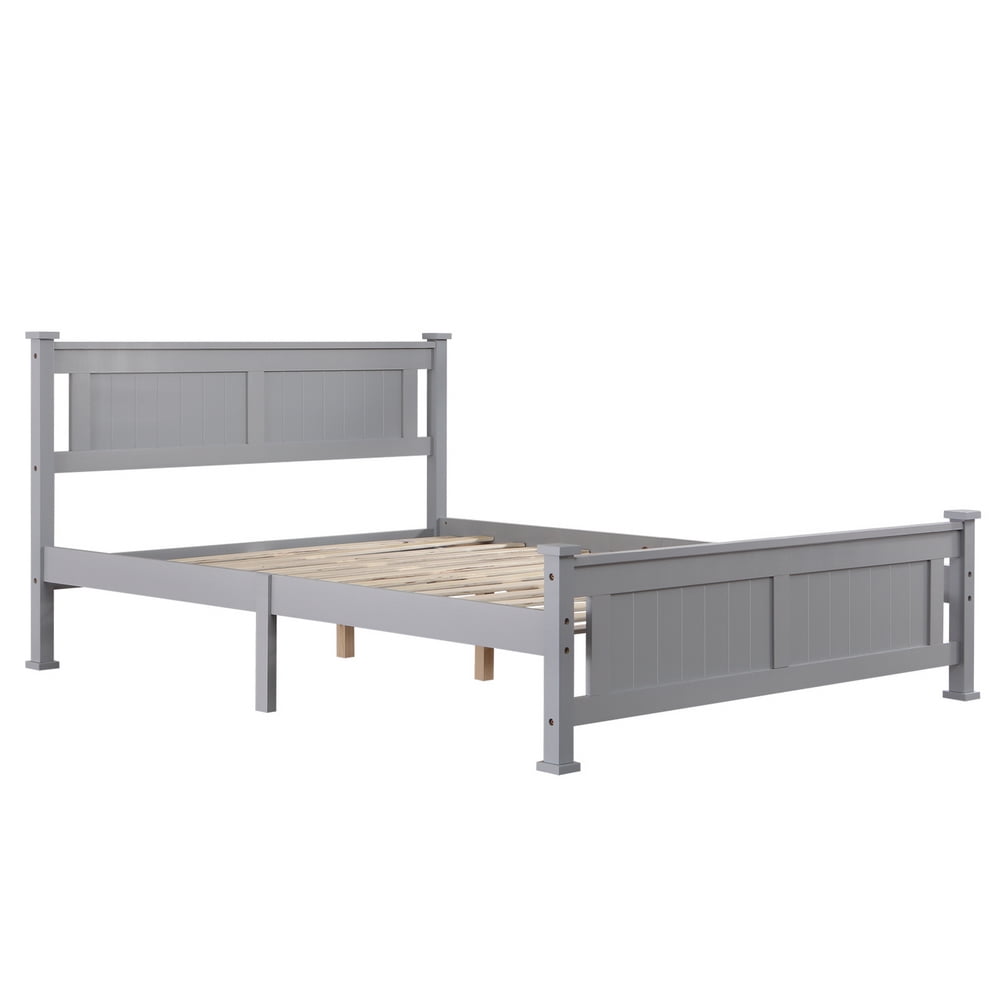 Lowestbest Full Size Platform Bed Frame with Headboard, No Box Spring Needed, Gray