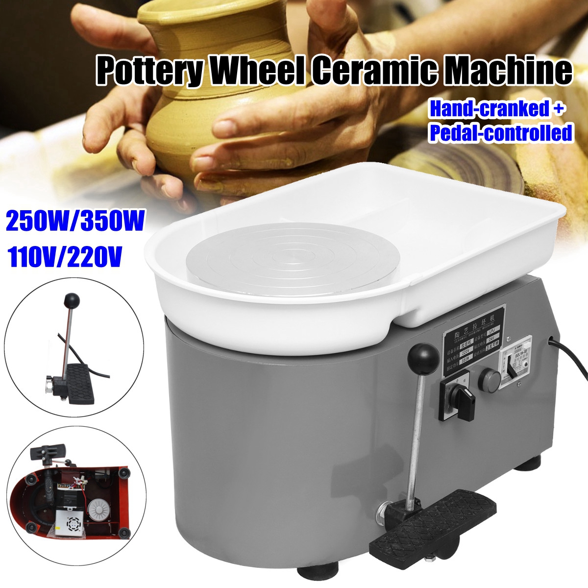 Pottery Wheel Forming Machine, 350W 110V Electric Pottery Wheel Ceramic