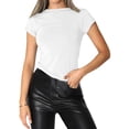 thumbnail image 3 of Women'S Casual Basic Going Out Crop Tops Slim Fit Short Sleeve Crew Neck Tight T Shirts Short Sleeve No. 2 M, 3 of 8