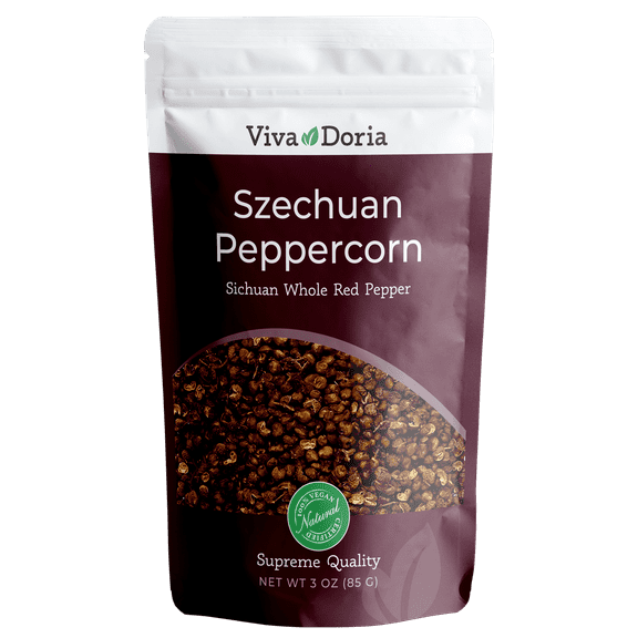 Viva Doria Red Szechuan Peppercorn, Whole Sichuan Pepper, Supreme Quality, Steam Sterilized, 3 oz (85 Gram)