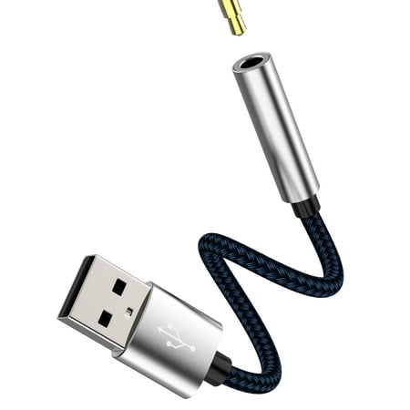 USB Male to 3.5mm Female Headphone Jack Adapter AUX Audio Cable Sound PC Car Microphone External Headset Converter Auxiliary DAC Input Port Stereo Cord Dongle Interface Speaker for Apple Computer