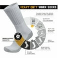 thumbnail image 2 of Heavy Duty Work Thick Crew Cotton Socks, Steel Toe, (White - 6 pairs) fits US Men's Shoe Size 10-12, 2 of 5