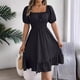 thumbnail image 5 of Vestidos MIidi para mujer, verano 2024, informal, cuello cuadrado, manga corta, cintura, borde con volantes, vestido elegante para mujer, Плаalıя Ж Jaya Kami Kamiе, 5 of 7