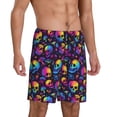 thumbnail image 2 of Pofeuu mushroom rainbow color Skull Print Men's Soft Woven Elastic Waistband Sleep Pajama Short-Medium, 2 of 6