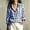 Blue, variant on Fall Long Sleeve Button Down Shirts for Women Cotton Gingham Casual Checked Lapel Loose Long-Sleeve Button-down Blouse Khaki L