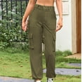 thumbnail image 2 of Annhoo Cargo Pants for Women Casual High Waisted Straight Leg Trousers Loose Solid Colr Pants with Multi Pockets, 2 of 6