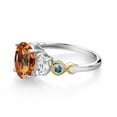 thumbnail image 3 of Gem Stone King 925 Silver and 10K Yellow Gold 3-Stone Ring Oval Ecstasy Mystic Topaz and Moissanite (2.51 Cttw, Size 8), 3 of 3