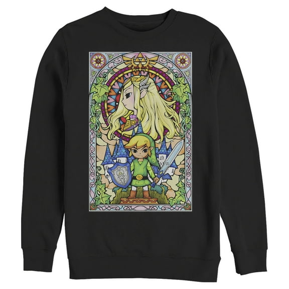 Men's Nintendo Legend of Zelda Glass  Sweatshirt Black 2X Large