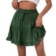 thumbnail image 1 of Falda lisa con cordones para mujer, falda de cintura alta, falda plisada con volantes, 1 of 8