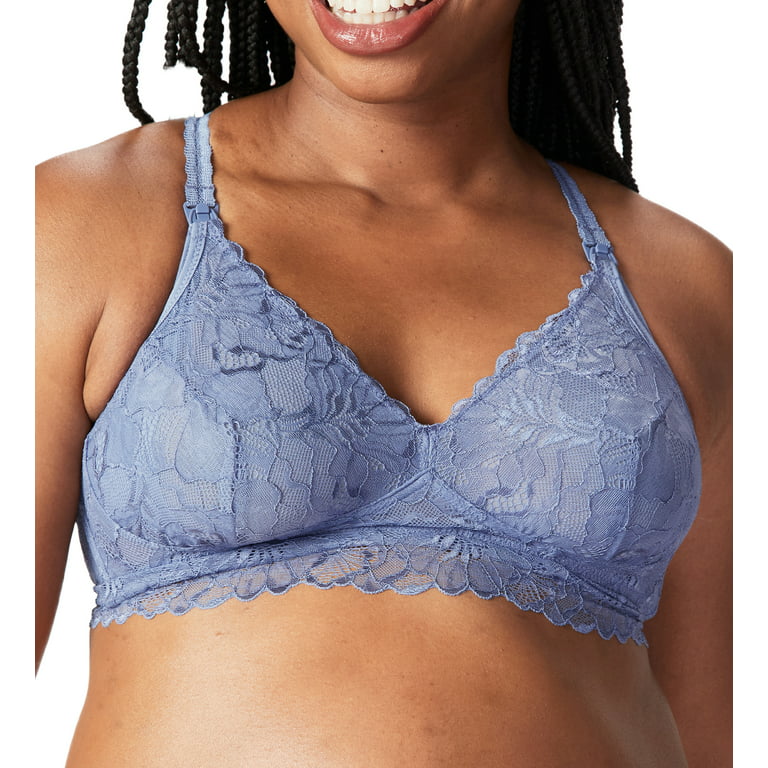 Cake Maternity Chantilly Busty Wire Free Lace Nursing Bralette for  Breastfeeding, Wireless Maternity Bra (for E-G Cups), Blue, Large