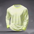 thumbnail image 5 of Men T-Shirts Striped Casual Print Long Sleeve T Shirt Comfortable Crew Neck Tee Soft Breathable Daily Wear Top Light Yellow L, 5 of 8