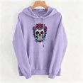 thumbnail image 4 of Molidfa Womens Rose Skull Hoodie Graphic Oversized Halloween Pullover Sweatshirt, 4 of 5