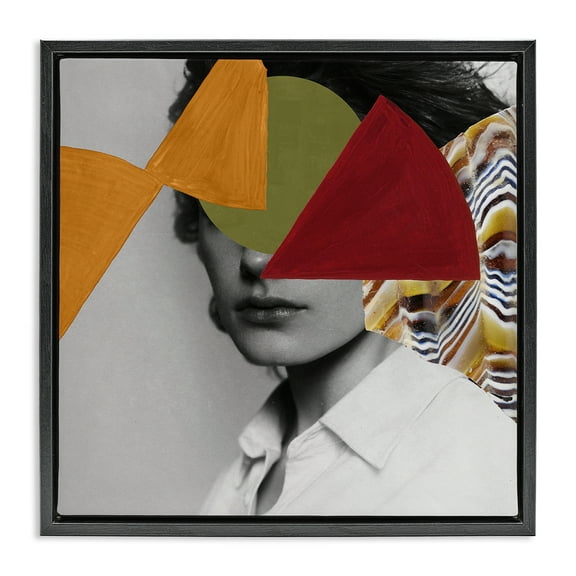 Stupell Industries Pop Portrait Obscura Portrait Painting Black Floater Framed Canvas Art Print Wall Art, 18 x 18