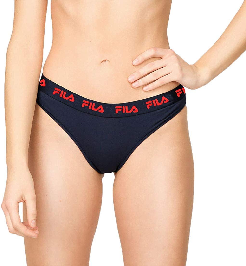 Fila Ladies 3-Pack Cotton Board Bikini Underwear Navy/Red/Grey Heather,  Small