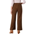 thumbnail image 3 of Pantalones de pana INSPIRE CHIC para mujer 2025, casuales, de cintura alta, con un botón, elásticos, de pierna ancha con bolsillos, L marrón oscuro, 3 of 6