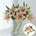 thumbnail image 2 of Artificial Lily Flowers, Real Touch Latex Lilies Artificial Bouquet with Bendable Stems for Lifelike Wedding Decor and Elegant Home Arrangements, 2 of 6