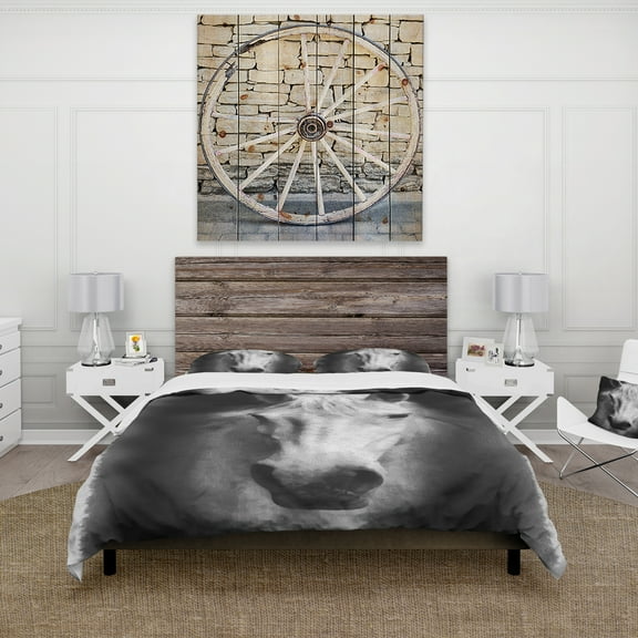Designart 'Farmhouse Horse I' Farmhouse Duvet Cover Set