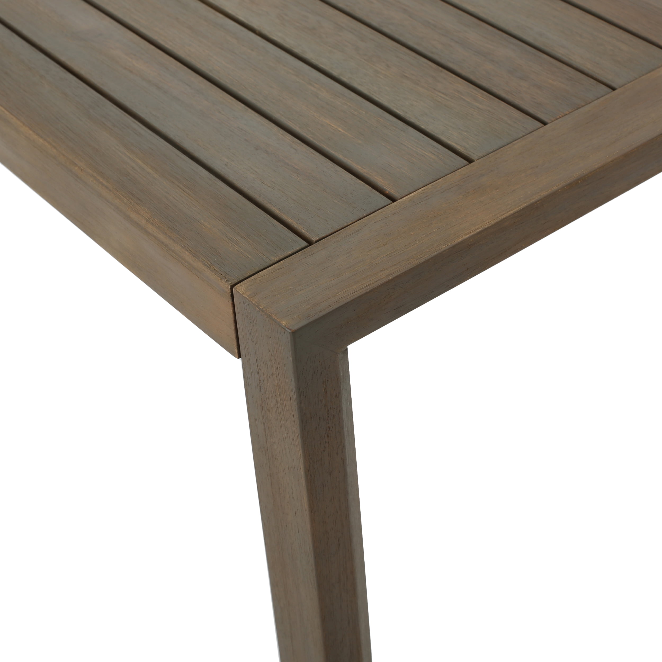 Remi Outdoor 6 Seater Acacia Wood Extended Chat Set, Gray