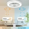 thumbnail image 4 of 22'' Modern Enclosed Ceiling Fan With Light And Remote,6 Speeds,10-100% Stepless Dimming,Adjustable Brightness(3000K,4000K,6500K ),Timer,Reversible Low Profile Flush Mount Fan,White, 4 of 8