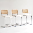 thumbnail image 6 of GrandNoor Modern Square Upholstered Solid Wood Frame Counter Height Bar Stool, White (Set of 2), 6 of 10