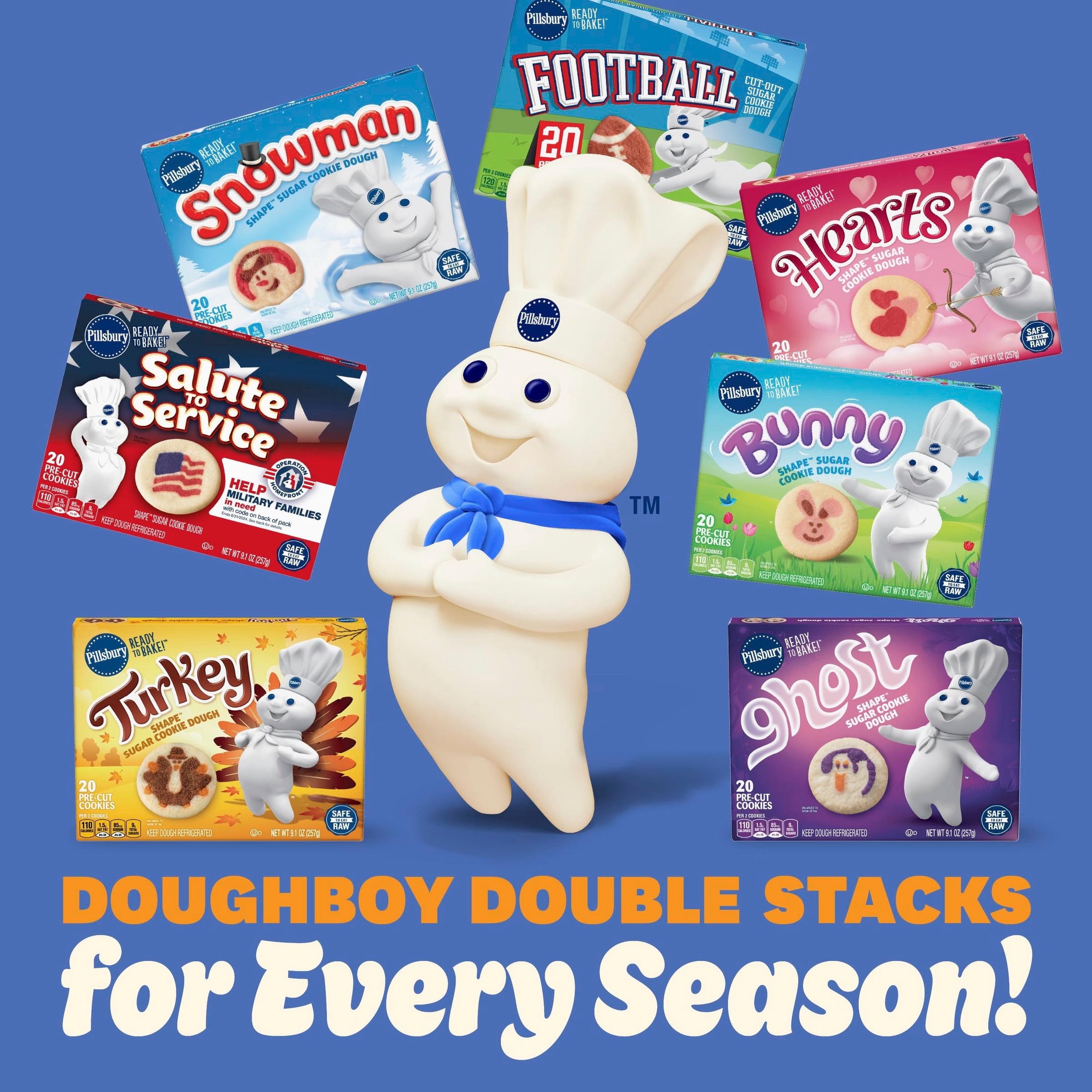 Pillsbury Ready to Bake! Football Cut-Out Sugar Cookie Dough, Makes 20 Cookies, 7.2 oz
