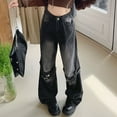 thumbnail image 5 of Women Patchwork Distressed Jeans With Trendy Design Loose Fitting Straight Leg Wide Leg Mop Pants 18 Tall Womens Denim Waist Denim Knit Leggings Womens Jean Sweat Pants New Wash Size 20 Pants for, 5 of 8