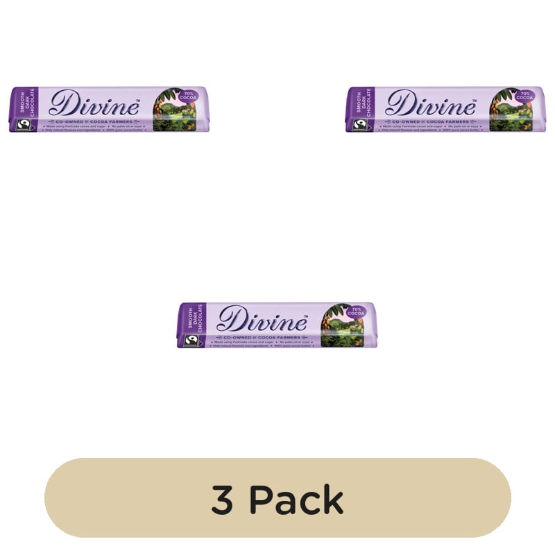 Divine 70% Dark Chocolate Bar 35g, British Import (Pack of 3)