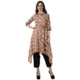 thumbnail image 1 of Moomaya Printed Kurti Kurta Pant Set Boat Neck WoMen's Asymmetric Ethnic Wear, 1 of 6