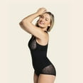 thumbnail image 5 of Leonisa Sheer Stripe Detail Sculpting Bodysuit - Tummy Control Shapewear for Women Black, 5 of 6