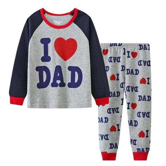 GDREDA Pants Set Little Boys Girls Kids Letter Print Pajamas Casual Long Sleeve Suit Toddler Clothes Sleepwear Black,4-5 Years