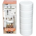 thumbnail image 1 of czcpp-10 Pieces White Plastic Mason Jar Lids with Silicone Grommets, Gift Wrap Container Small Food Storage Cover, Reusable Leak Proof Screw Can Cap, Fit Regular Mouth 70mm, 1 of 4