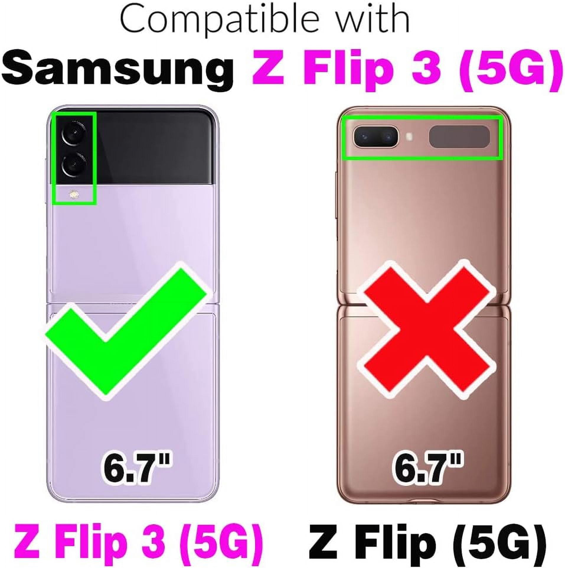 Phone Case for Samsung Galaxy Z Flip 3 5G 2021 Wallet Cover with Credit Card Holder Zipper Slot Crossbody Strap Lanyard Leather Stand Cell Accessories ZFlip3 Z3 Flip3 3Z Women Girls Purple