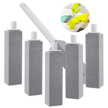 Topekada 6 Pack Pumice Stone for Toilet with 8 inch Extra Long Handle, Replaceable 6 Cleaning Stones Refills, Easy for Removing Stubborn Hard Water Stains Buildups