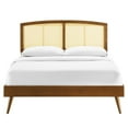 thumbnail image 4 of Modway Sierra Cane Rattan and Wood King Platform Bed with Splayed Legs in Walnut, 4 of 7