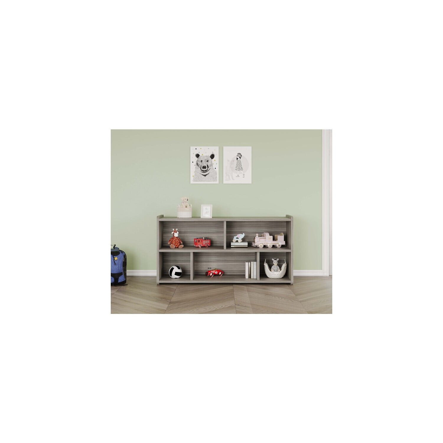Storage Unit - 5 Compartment Organizer - Grey Finish - Easy Clean Design - Games & Puzzle Storage