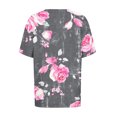 thumbnail image 4 of Njagoc3 Womens Soft Cotton Floral Print V-Neck Short Sleeve Relaxed Fit Casual T-Shirt, 4 of 6