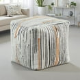 thumbnail image 6 of Modern Pouf Ottoman- Multicolor Vertical Striped Jacquard- 16 Inch, 6 of 6