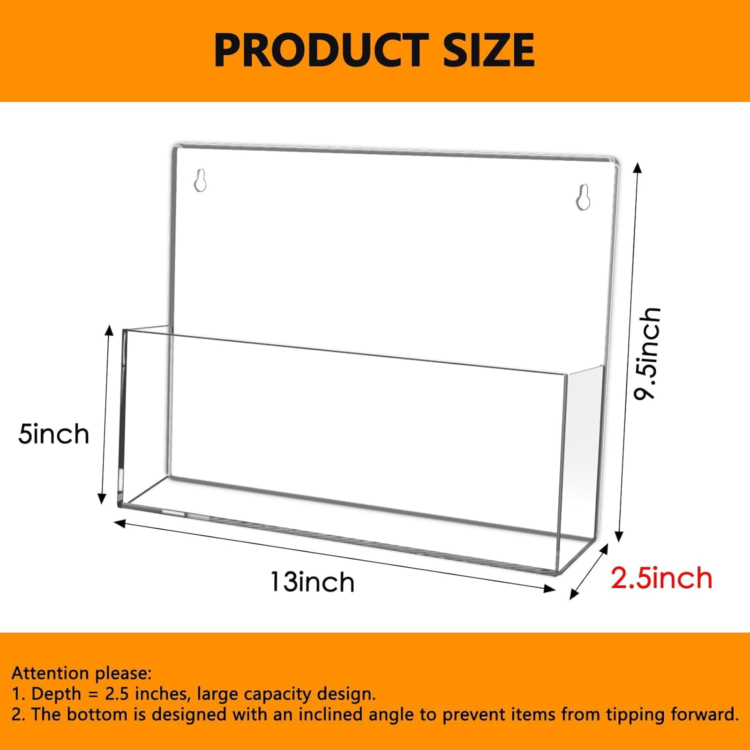 2-Pack Clear Acrylic Wall-Mount File Holders with Self-Adhesive Backing, Legal-Size Hanging Document Organizers for Brochures, Magazines, Literature, and Office Folders
