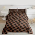 thumbnail image 2 of Manfei Brown Rhombus Pattern Queen Comforter Set,Modern Abstract Geometric Bedding Sets,Minimalism Style Bedding Comforter Set For Girls Boys,Luxury Bedroom Decor Reversible,3-Piece, 2 of 8