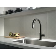 Delta Trinsic Single Handle Pull-Down Kitchen Faucet with Touch2O® Technology in Matte Black 9159T-BL-DST