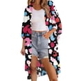 thumbnail image 2 of Xdegoge Kimono Cardigans for Women Open Front Half Sleeve Boho Tropical Print Cover Up Sheer Chiffon Duster Lightweight Summer Casual Daily Outerwear, 2 of 9
