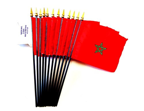 Morocco Miniature Fabric Hand Held Table Top Desk Flag Polyester 4