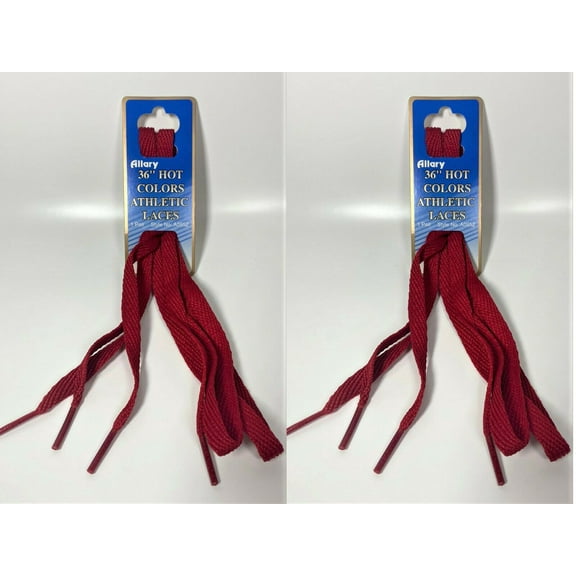 LOT OF 2 Allary Flat Hot Colors Athletic Laces, 36" RED - 2 PAIRS