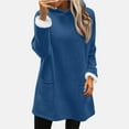 thumbnail image 2 of Long Hoodie for Women with Sherpa Fleece Lined Front 2 Pockets Thick Warm Winter Loose Tunic Sweater Pullover Tops (2XL, Blue), 2 of 4
