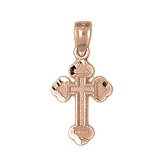 14K Rose Gold Cross Pendant - 23 mm