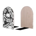 thumbnail image 2 of Susaid Skull and palm leaves Print Wooden Bookends Decorative Book Ends for Shelves Heavy Books Holder Organizer Non-Slip Desk Book End for Kids Room Office School 1 Pairs, 2 of 8