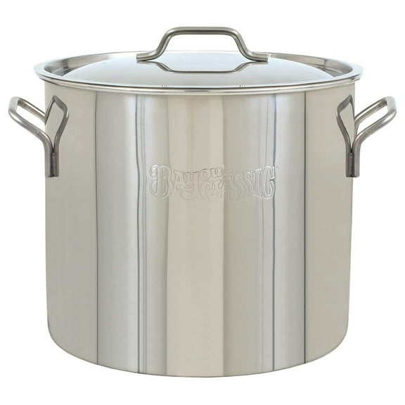 ZRuEzyX 1440 40-qt Stainless Stockpot Features Heavy Duty Welded Handles for Secure Handling Domed Lid Perfect For Large Batch Cooking of Soups Stews Chili and Gumbo