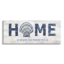Home Where Waves Roll In Phrase Coastal Graphic Art Gallery Wrapped Canvas Print Wall Art