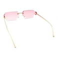 thumbnail image 5 of Womens Rimless Rectangle Serpent Jewel Hinge Metal Rim Sunglasses Gold - Pink, 5 of 6