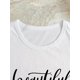 thumbnail image 4 of Short Sleeve Letter Print T-shirt, Crew Neck Casual Top For Summer & Spring, Women's Clothing, 4 of 5